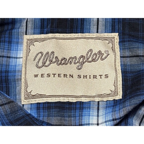 Wrangler Other - Wrangler Western Pearl Snap Cowboy Long Sleeve Blue/Gray/Black Plaid Shirt S NEW